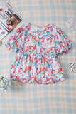 Printed Round Neck Puff Sleeve Blouse - Trendsi - Flyclothing LLC