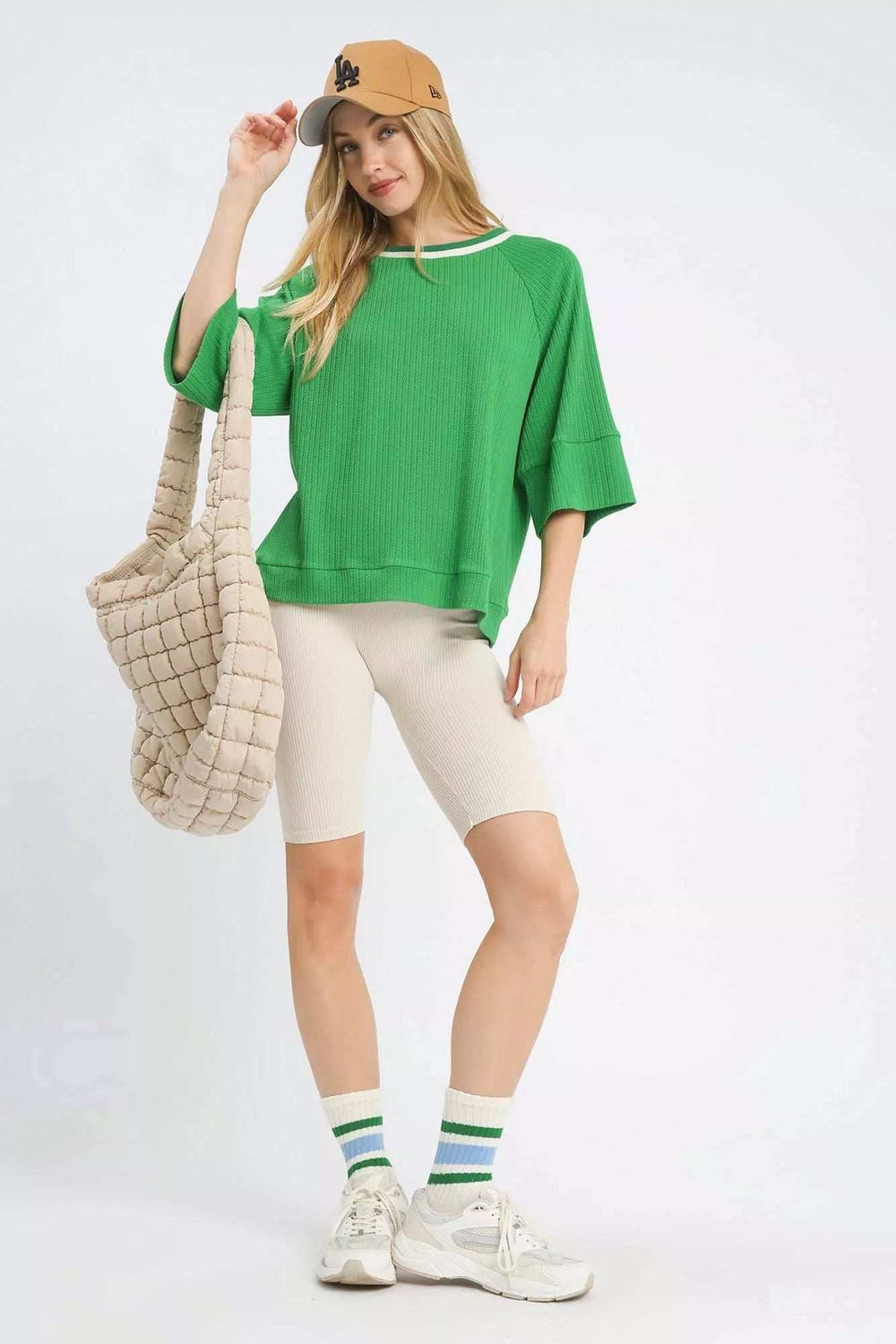 Umgee Ribbed Knit Top with Contrast Trim - Trendsi - Flyclothing LLC