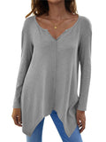 Full Size V-Neck Long Sleeve T-Shirt - Trendsi - Flyclothing LLC