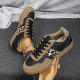 Leopard Lace Up Round Toe Sneakers - Trendsi - Flyclothing LLC