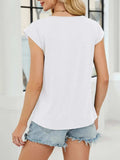 Pleated Front Scoop Neck T-Shirt - Trendsi - Flyclothing LLC