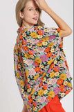 Umgee Full Size Flower Print Boxy Cut Button Down Shirt Plus Size - Trendsi - Flyclothing LLC