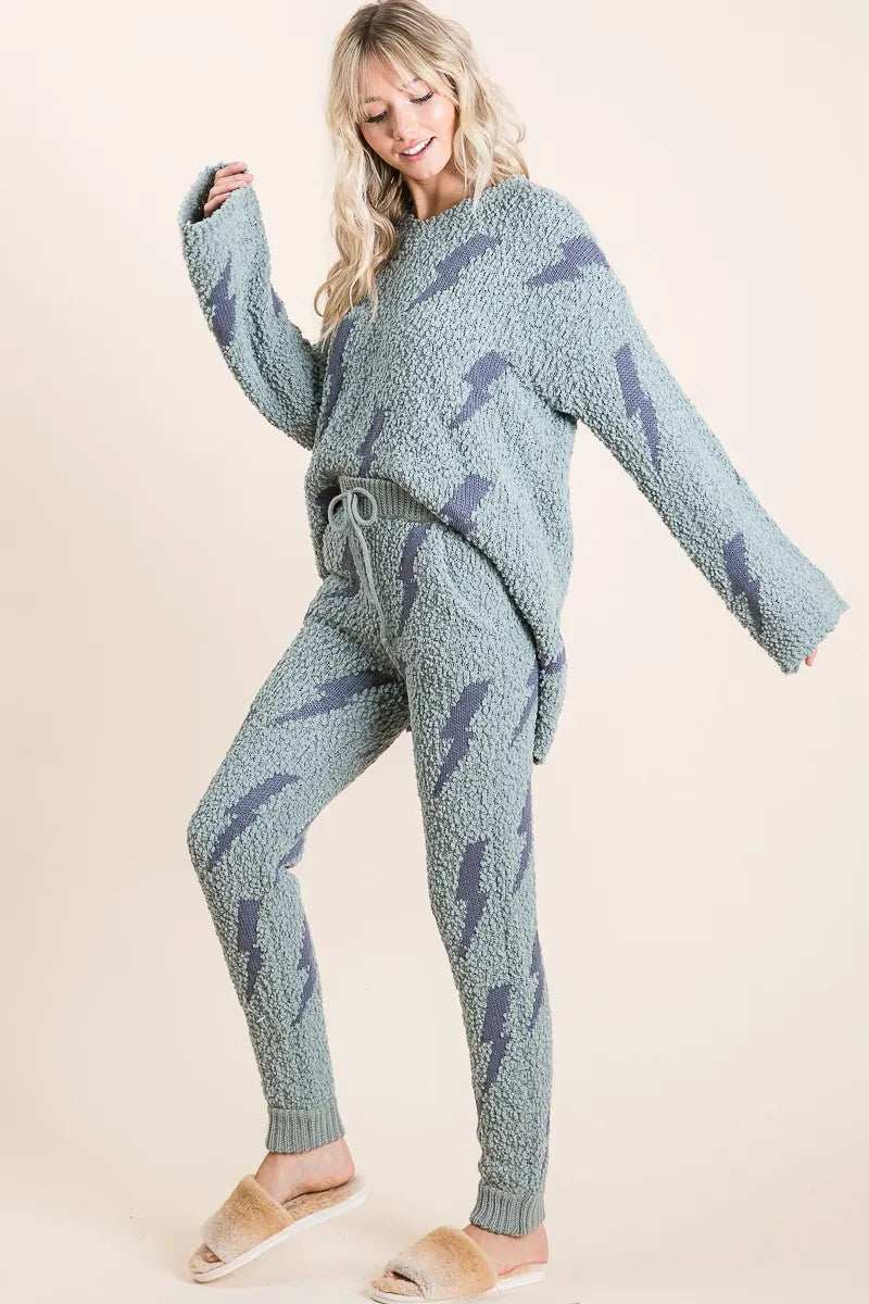 BiBi Cozy Soft Hairy Popcorn Sweater Pants - Trendsi - Flyclothing LLC