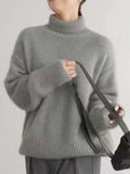 Turtleneck Dropped Shoulder Long Sleeve Sweater - Trendsi - Flyclothing LLC