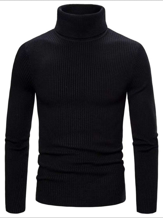 Men's Turtleneck Long Sleeve Ribbed Sweater - Trendsi - Flyclothing LLC