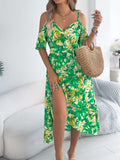 Printed Cold Shoulder Midi Cami Dress - Trendsi - Flyclothing LLC