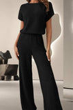Round Neck Short Sleeve Jumpsuit - Trendsi - Flyclothing LLC
