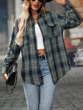 Oversized Plaid Button-Up Shirt - Trendsi - Flyclothing LLC