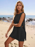 Slit Round Neck Top and Shorts Set - Trendsi - Flyclothing LLC