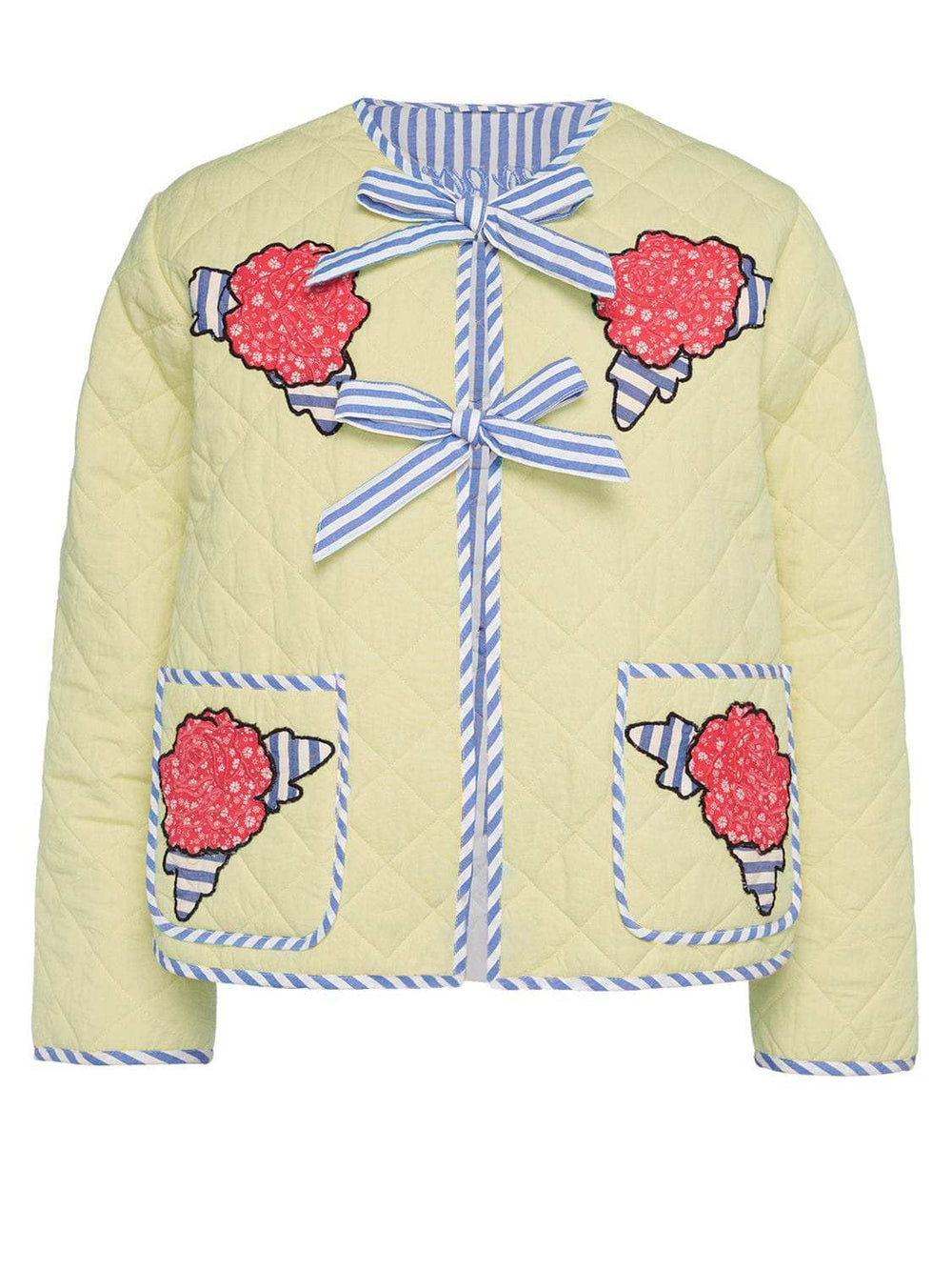 Embroidered Flower Tied Long Sleeve Winter Coat - Trendsi - Flyclothing LLC