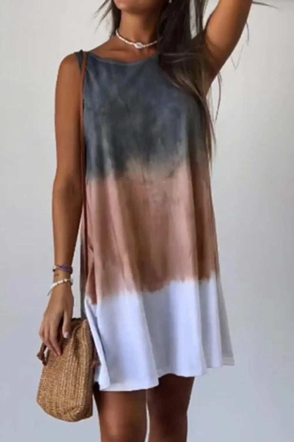 Full Size Tie-Dye Sleeveless Mini Tank Dress Plus Size - Trendsi - Flyclothing LLC