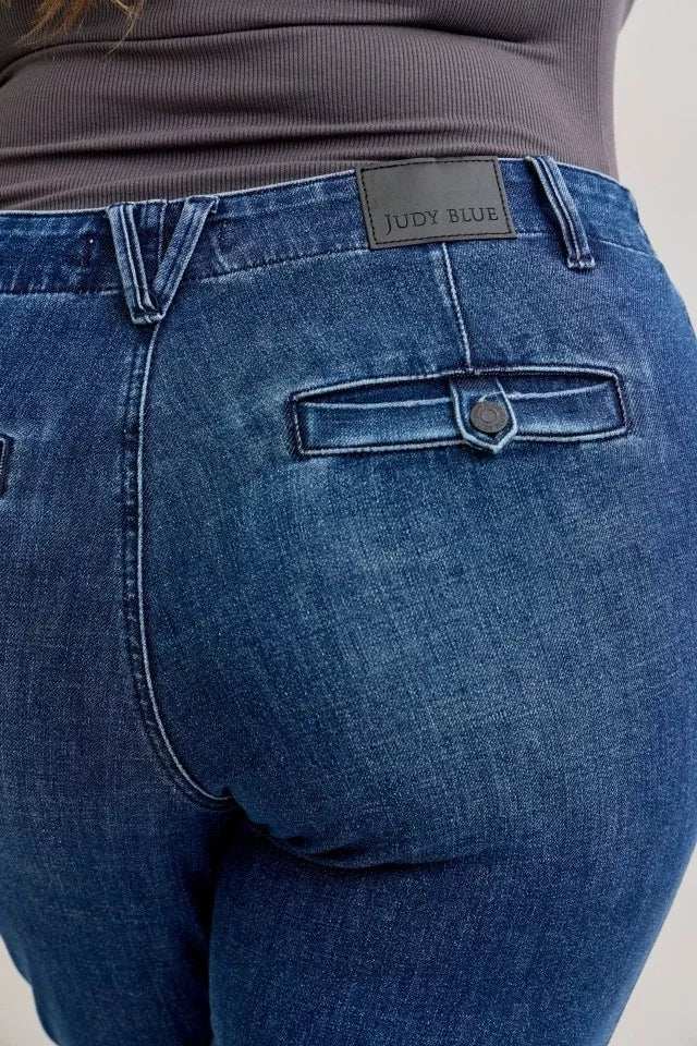 Judy Blue Full Size Mid Rise Bootcut Jeans with Welt Pockets Plus Size - Trendsi - Flyclothing LLC