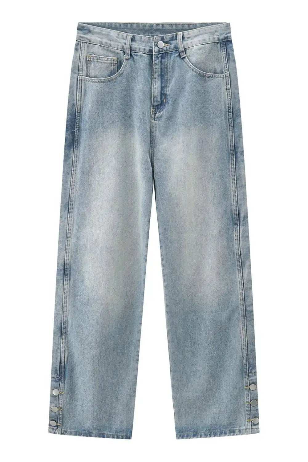 Side Slit Baggy Jeans with Pockets - Trendsi - Flyclothing LLC