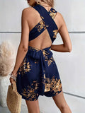 Crisscross Back Printed Romper - Trendsi - Flyclothing LLC