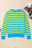 Striped Round Neck Long Sleeve Sweater - Trendsi - Flyclothing LLC