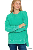 Zenana Full Size Acid Washed Double Ribbed Hi-low Sweatshirt Plus Size - Trendsi - Flyclothing LLC