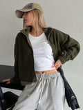 Honey Zip Up Long Sleeve Cropped Jacket - Trendsi - Flyclothing LLC