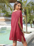 Slit Openwork V-Neck Cover-Up - Trendsi - Flyclothing LLC