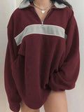 Contrast Dropped Shoulder Long Sleeve Sweatshirt - Trendsi - Flyclothing LLC
