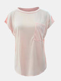 Full Size Round Neck Cap Sleeve T-Shirt - Trendsi - Flyclothing LLC