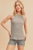 Aemi + Co Ribbed Round Neck Tank - Trendsi - Flyclothing LLC
