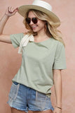 BiBi Tied Ribbon One Shoulder Short Sleeve T-Shirt - Trendsi - Flyclothing LLC
