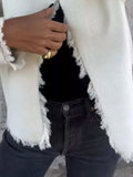 Full Size One Button Frayed Edge Cardigan Plus Size - Trendsi - Flyclothing LLC