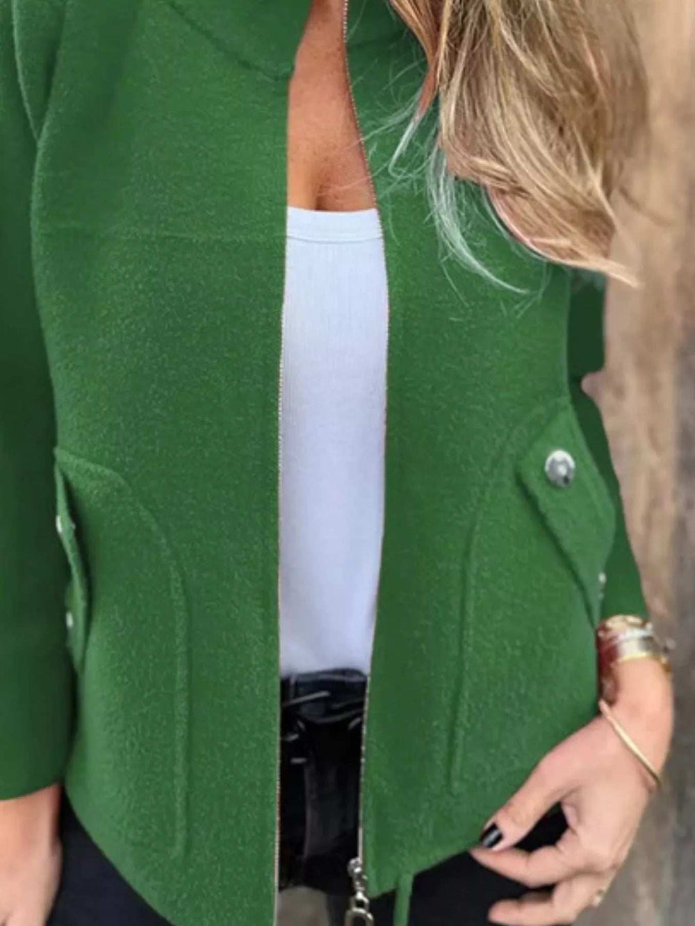 Full Size Textured Knit Zip Up Outerwear Plus Size - Trendsi - Flyclothing LLC