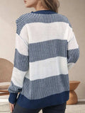 Striped Round Neck Long Sleeve Sweater - Trendsi - Flyclothing LLC