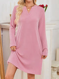 Casual Ribbed Knit Long Sleeve Dress - Trendsi - Flyclothing LLC