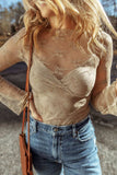 Surplice Cami and Lace Long Sleeve Cover Up Set - Trendsi - Flyclothing LLC