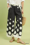 Umgee Hexagon Print Wide Leg Pants with Scalloped Hem - Trendsi - Flyclothing LLC