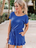 Ruffled Boat Neck Short Sleeve Romper - Trendsi - Flyclothing LLC