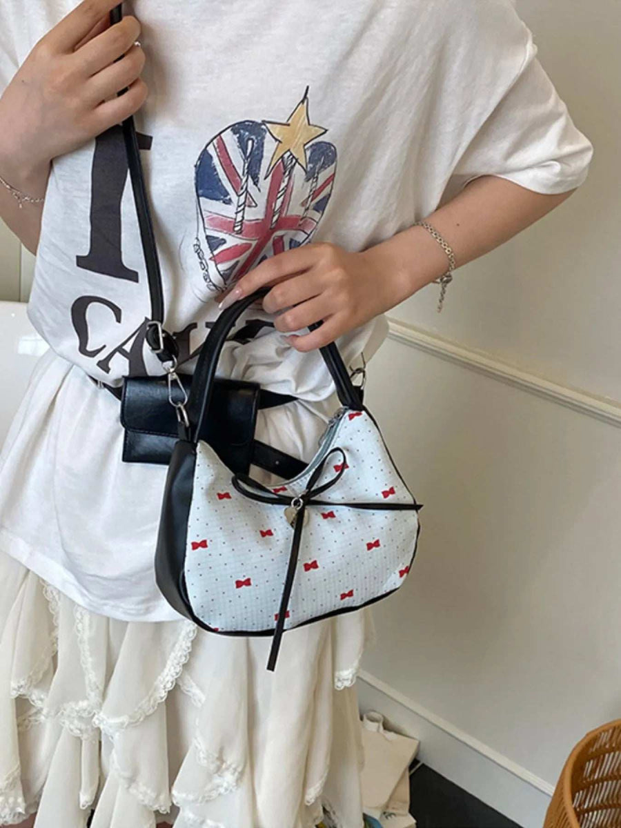 Printed Bow Shoulder Bag - Trendsi - Flyclothing LLC