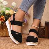 Round Toe Wedge Sandals - Trendsi - Flyclothing LLC