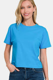 Zenana Round Neck Short Sleeve Cropped T-Shirt - Trendsi - Flyclothing LLC
