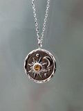 Alloy Inlaid Zircon Sun & Moon Necklace - Trendsi - Flyclothing LLC