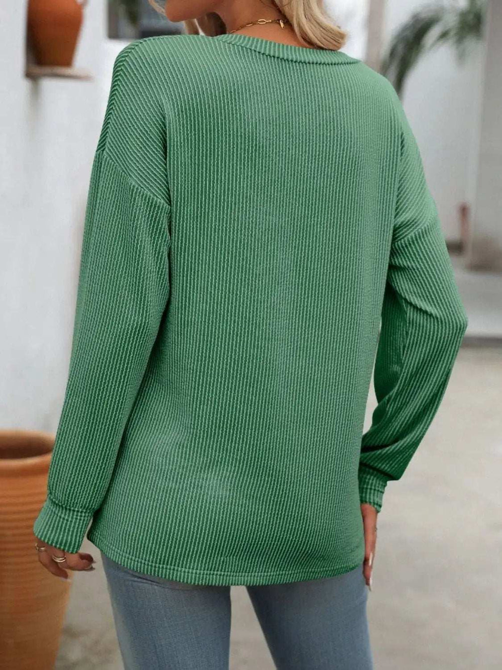 V-Neck Long Sleeve T-Shirt - Trendsi - Flyclothing LLC