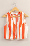 HYFVE Woven Striped V-Neck Button Down Vest - Trendsi - Flyclothing LLC