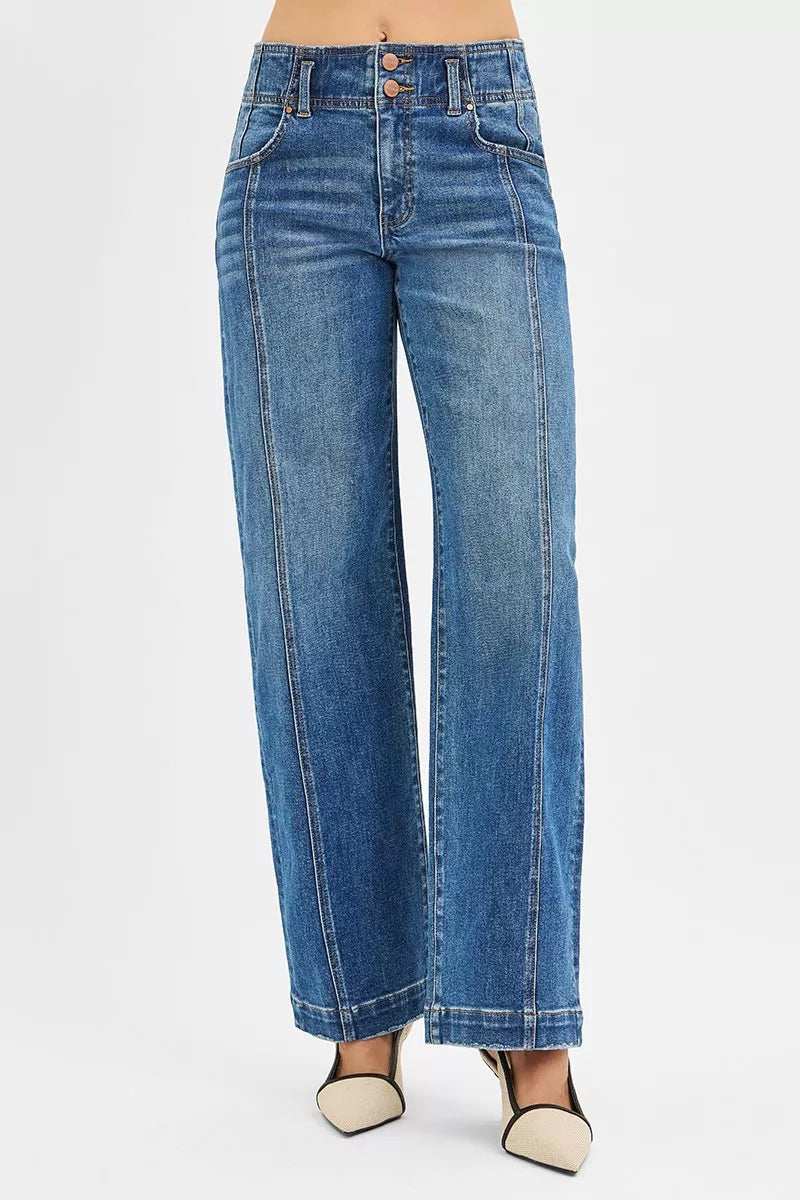 RISEN Mid Rise Fit Wide Baggy Jeans - Trendsi - Flyclothing LLC