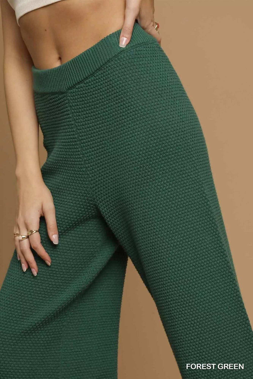 Umgee Textured Knit Wide Leg Pants - Trendsi - Flyclothing LLC