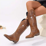 Western Star Embroidered Cowboy Boots - Trendsi - Flyclothing LLC