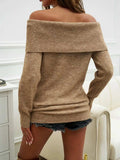 Off-Shoulder Long Sleeve Sweater - Trendsi - Flyclothing LLC