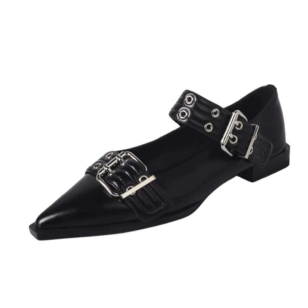 Point Toe Buckle Slip-Ons - Trendsi - Flyclothing LLC