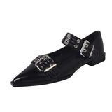 Point Toe Buckle Slip-Ons - Trendsi - Flyclothing LLC