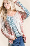 BiBi Gradation Leopard Print Textured Knit Top - Trendsi - Flyclothing LLC