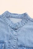 Drawstring Snap Down Denim Jacket with Chest Pockets - Trendsi - Flyclothing LLC