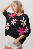 BiBi Floral Pattern Cropped Sweater - Trendsi - Flyclothing LLC