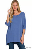Zenana Raised Rib Bat Sleeve Top - Trendsi - Flyclothing LLC