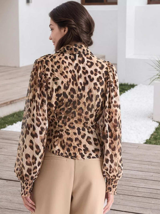 Leopard Button Up Shirt - Trendsi - Flyclothing LLC